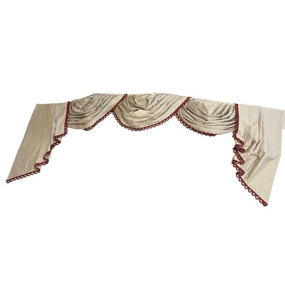 European Style Curtain Valance Handmade Waterfall Triple Swag Valance Vintage 10 - Picture 1 of 6